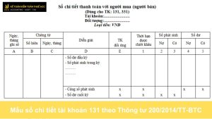 Mẫu sổ chi tiết tài khoản 131 theo Thông tư 2002014TT-BTC