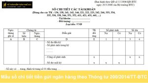 Mẫu sổ chi tiết tiền gửi ngân hàng theo Thông tư 2002014TT-BTC