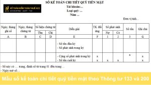 Mẫu sổ kế toán chi tiết quỹ tiền mặt theo Thông tư 133 và 200