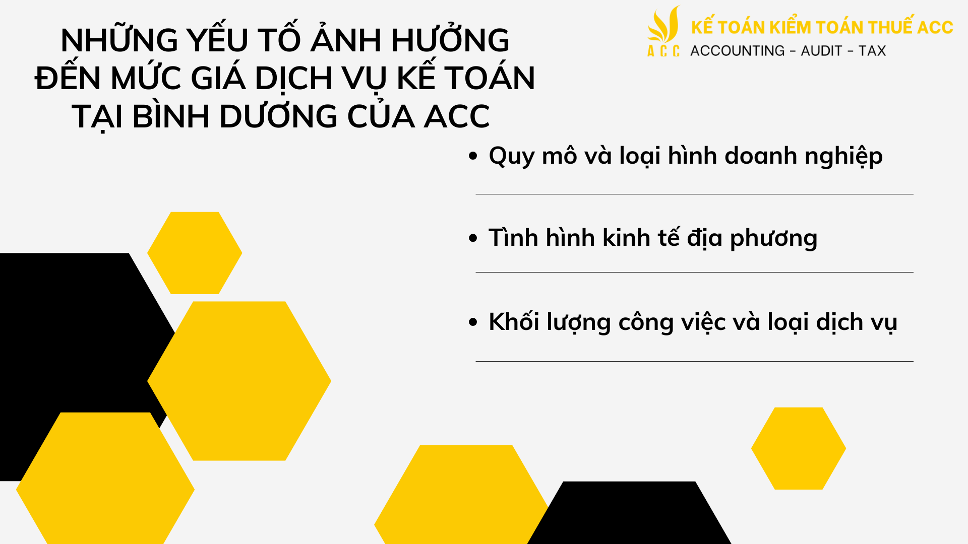 Những yếu tố ảnh hưởng đến mức giá dịch vụ kế toán tại Bình Dương của ACC