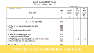 Cách lập bảng cân đối kế toán trên Excel