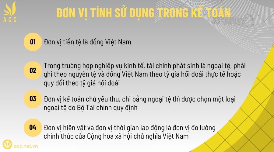 Đơn vị tính sử dụng trong kế toán