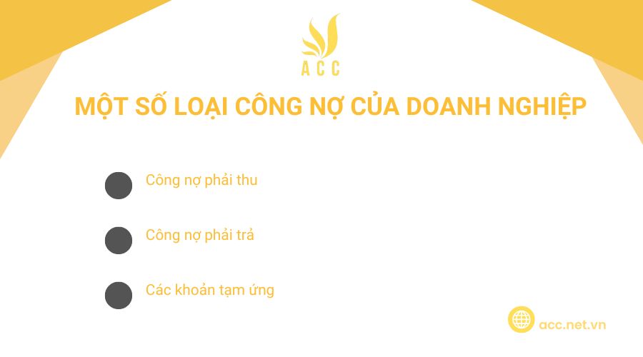 Một số loại công nợ của doanh nghiệp 