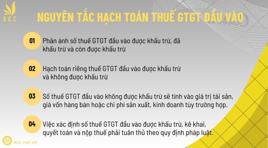 Nguyên tắc hạch toán thuế GTGT đầu vào