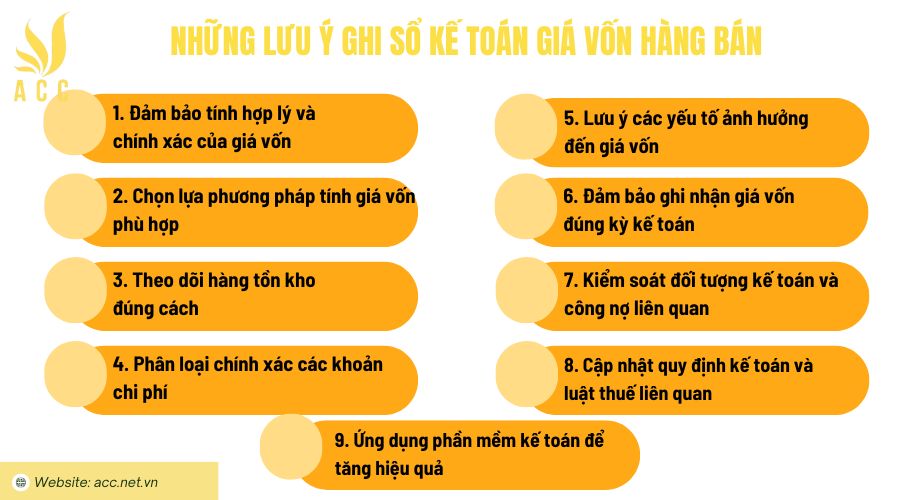 Những lưu ý ghi sổ kế toán giá vốn hàng bán