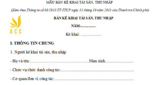 kê khai tài sản theo thông tư 08