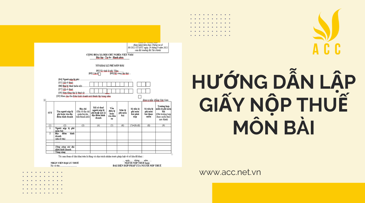 Hướng dẫn lập giấy nộp thuế môn bài