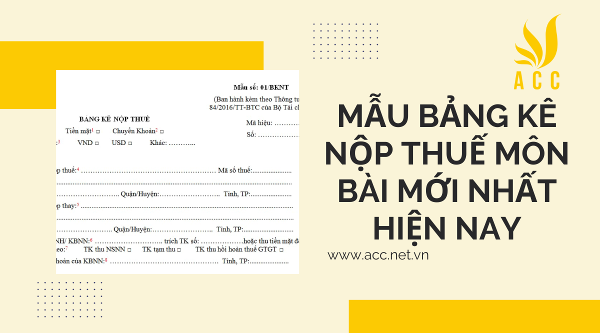 Mẫu bảng kê nộp thuế môn bài mới nhất hiện nay