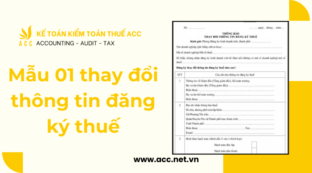 Mẫu 01 thay đổi thông tin đăng ký thuế