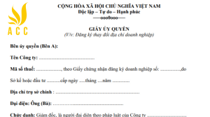 mẫu ủy quyền ký hóa đơn gtgt