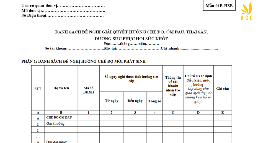 Hướng dẫn điền mẫu 01B-HSB theo quy định