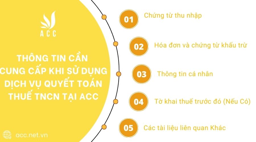 Thông tin cần cung cấp khi sử dụng dịch vụ quyết toán thuế TNCN tại ACC