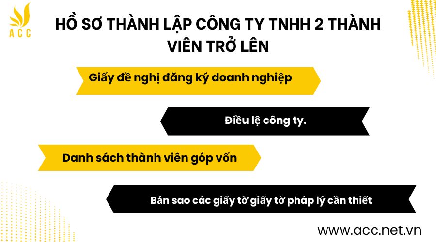 Hồ sơ thành lập công ty TNHH 2 thành viên trở lên