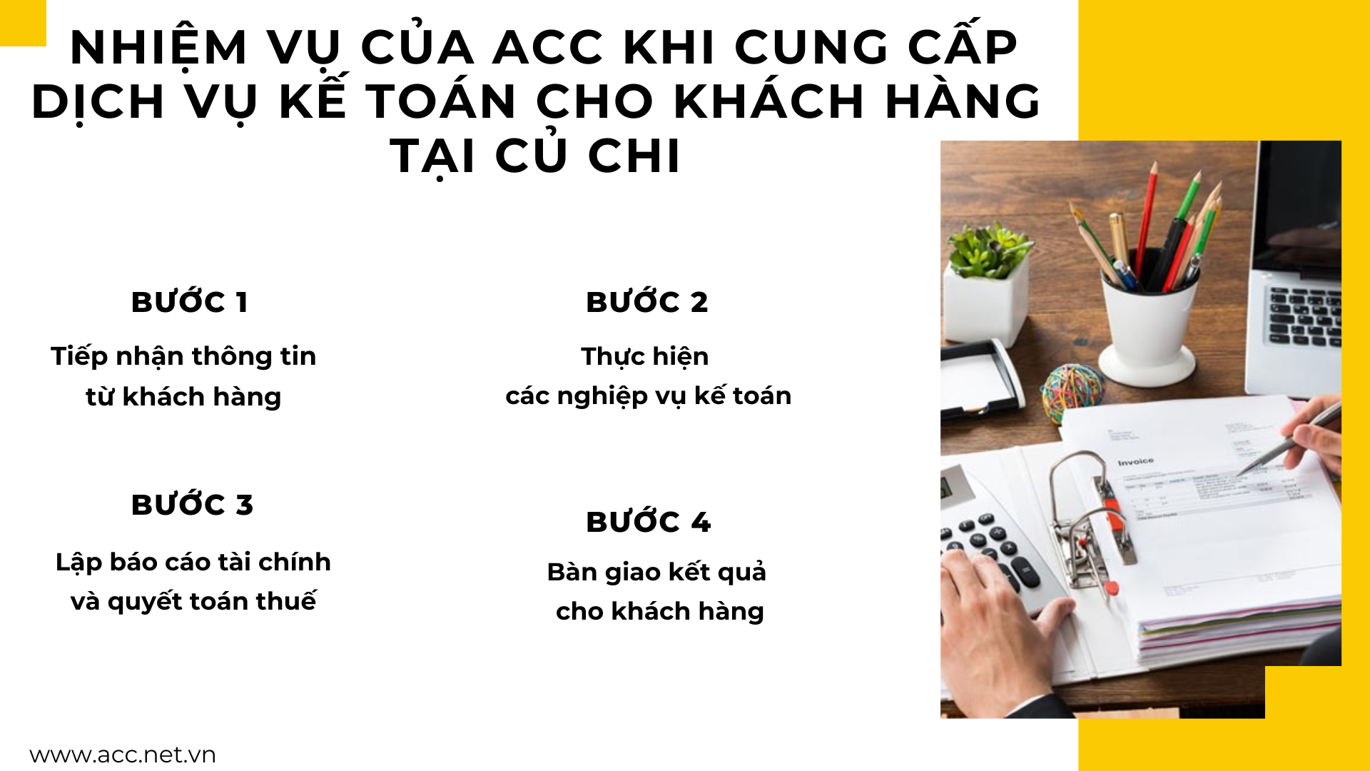 Nhiệm vụ của ACC khi cung cấp dịch vụ kế toán cho khách hàng tại Củ Chi