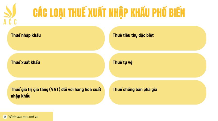 Các loại thuế xuất nhập khẩu phổ biến