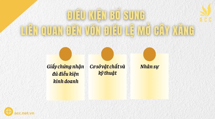 Điều kiện bổ sung liên quan đến vốn điều lệ mở cây xăng