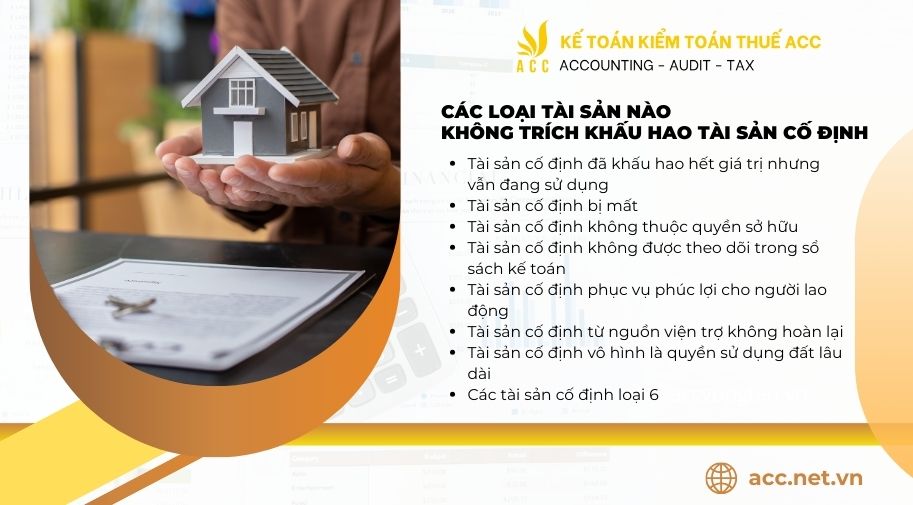 Các loại tài sản nào không trích khấu hao tài sản cố định