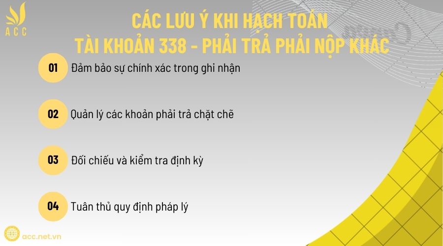 Các lưu ý khi hạch toán tài khoản 338 - phải trả phải nộp khác