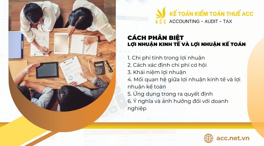 Cách phân biệt lợi nhuận kinh tế và lợi nhuận kế toán