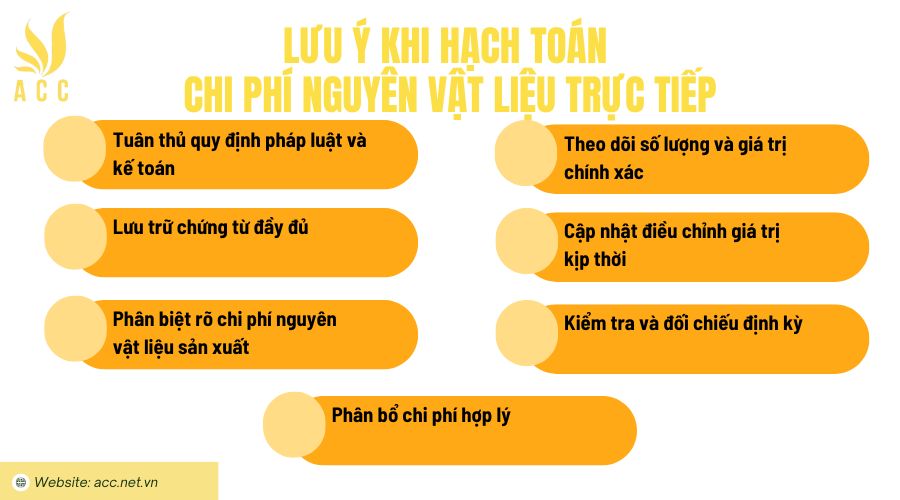 Lưu ý khi hạch toán chi phí nguyên vật liệu trực tiếp