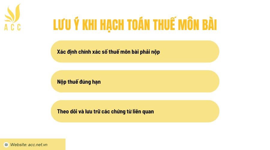 Lưu ý khi hạch toán thuế môn bài