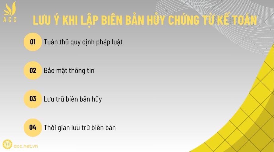 Lưu ý khi lập biên bản hủy chứng từ kế toán