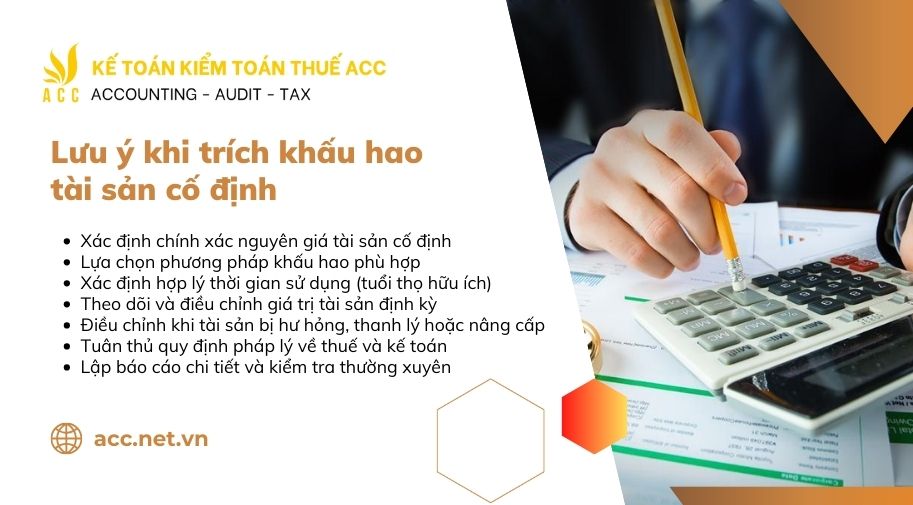 Lưu ý khi trích khấu hao tài sản cố định