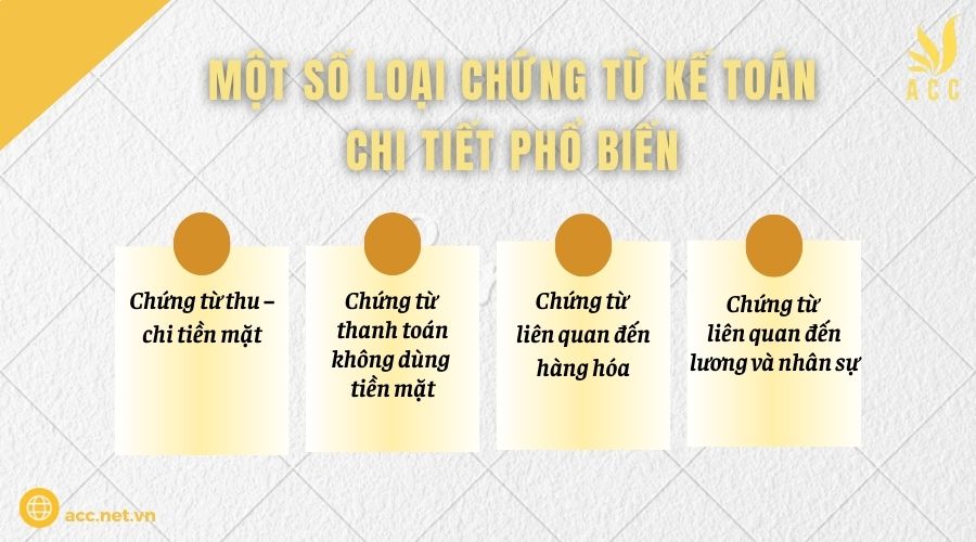 Một số loại chứng từ kế toán chi tiết phổ biến