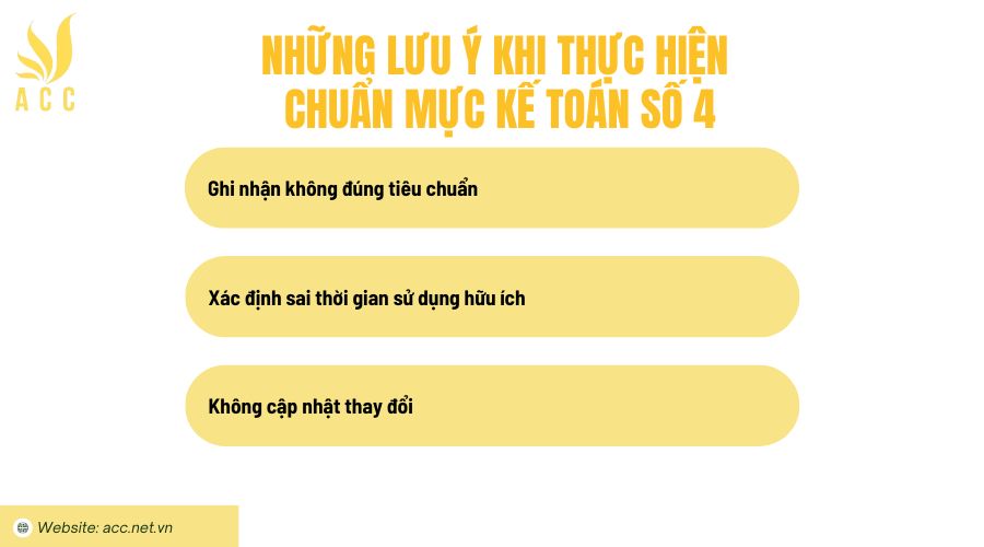 Những lưu ý khi thực hiện chuẩn mực kế toán số 4