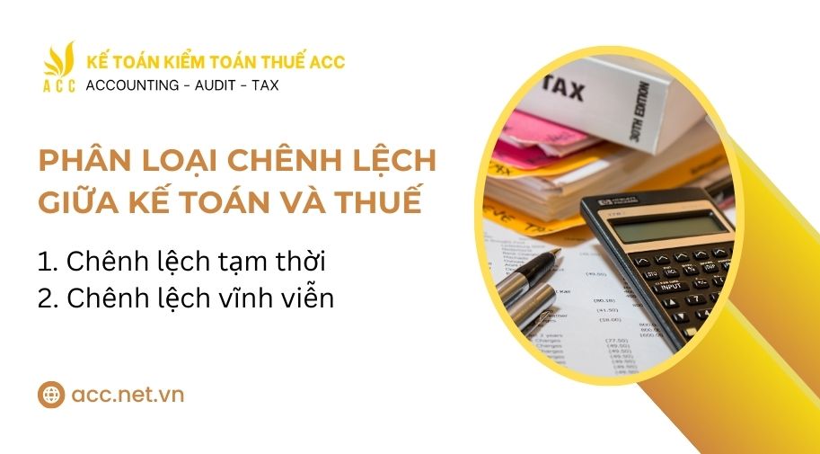 Phân loại chênh lệch giữa kế toán và thuế